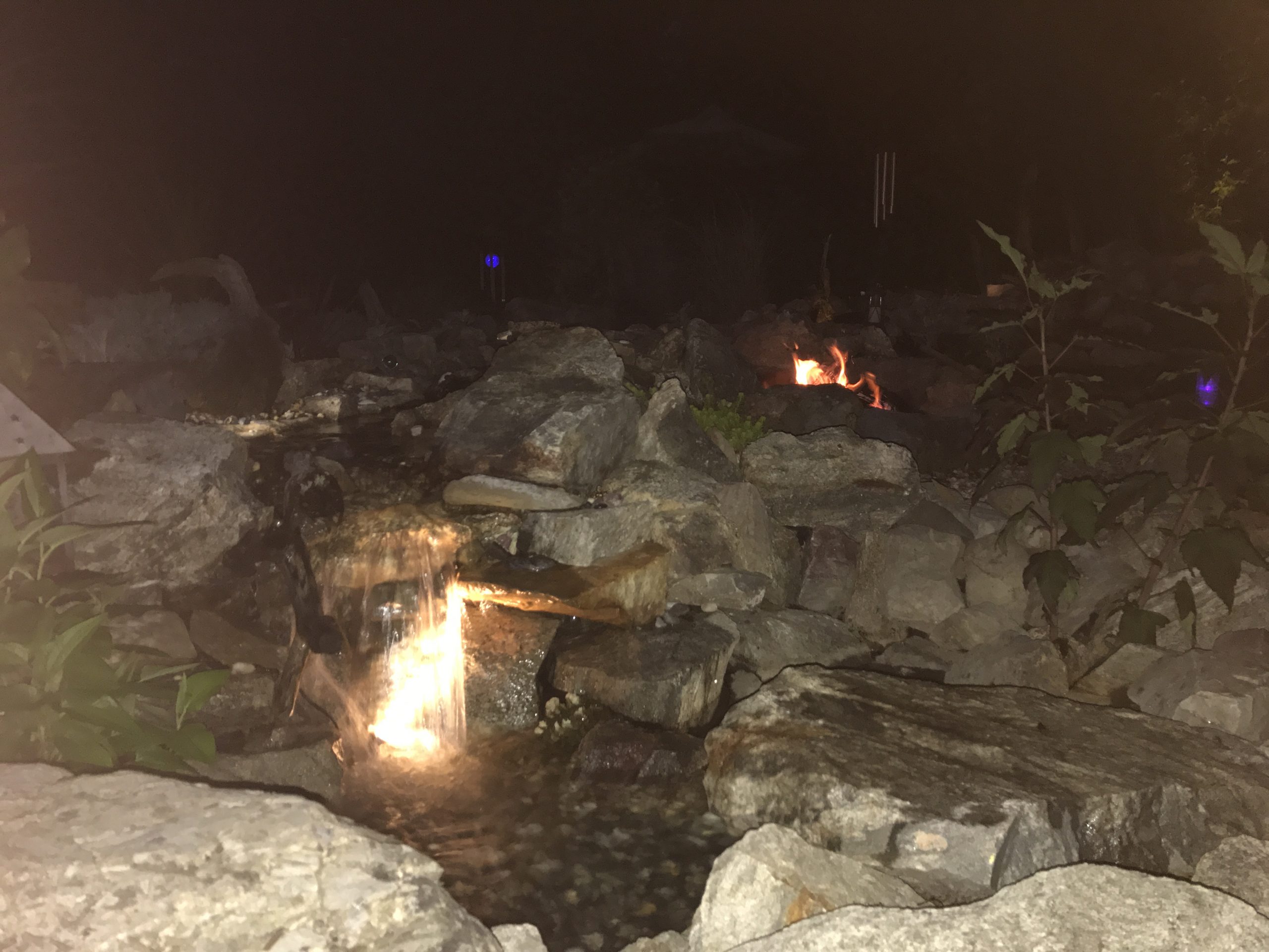 Waterfall and Fire Pit